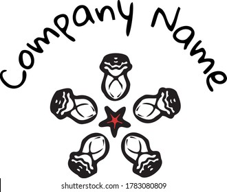 Flores negrita fuerte icono de logo con estrella roja