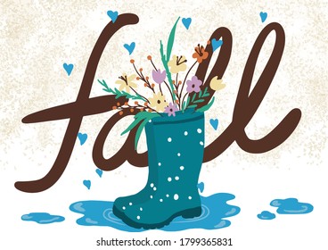 Flowers in the boots in fall