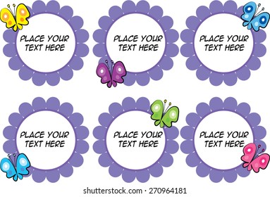 flowers border with butterflies