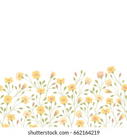 Flowers border. Floral design element for embroidery, wrapping, card, cover. Cute flowery decor.