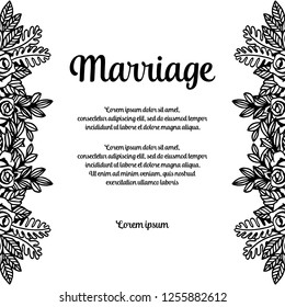 flowers border frame decoration with marriage text vector art