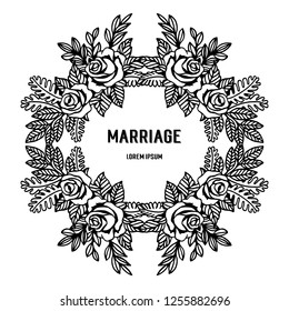 flowers border frame decoration with marriage text vector art