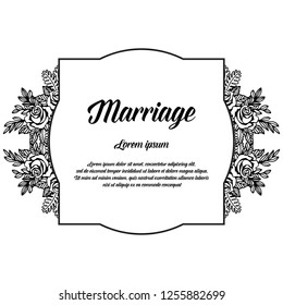 flowers border frame decoration with marriage text vector art