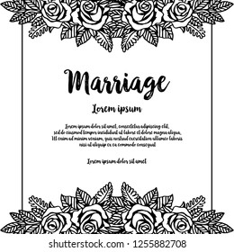 flowers border frame decoration with marriage text vector art