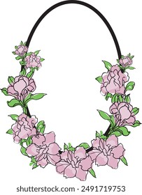 marco de borde de flores dibujo con violeta