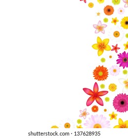 Flowers Border With Gradient Mesh, Vector Illustration