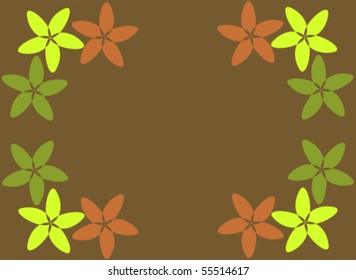 Flowers border over brown background