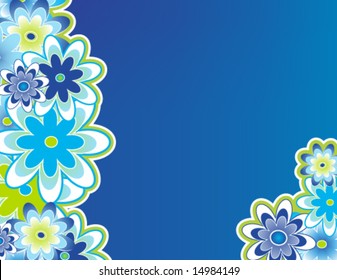 Flowers bordering left and bottom right.