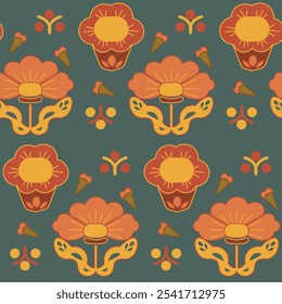 Flores, patrón botánico. Fondo floral, diseño de arte doodle sin fisuras para imprimir. Clipart, decoración de Fondo de pantalla, impresión textil, patrón de tela. Ilustración vectorial