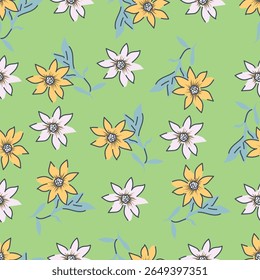 Buquê de flores, flor e folhagem de botões e flora, biodiversidade botânica. Flores silvestres em composição florista, cartão de saudação ou presente, primavera ou verão florescente temporada
