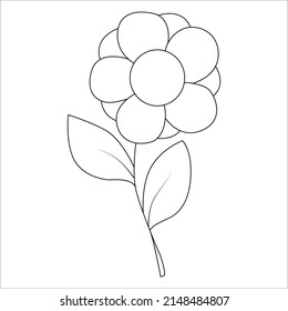Flowers bouquet coloring book page. Coloring books page for adults or children. Flat Vector Illustration