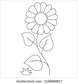 Flowers bouquet coloring book page. Coloring books page for adults or children. Flat Vector Illustration