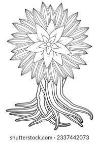Flowers bouquet coloring book page. Isolated on white background. Doodle drawing anti-stress coloring books page for adults or children. Flat Vector Illustration