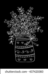  Flowers bouquet in decorative elements.