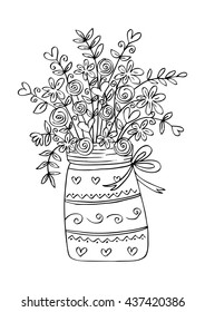  Flowers bouquet in decorative elements.