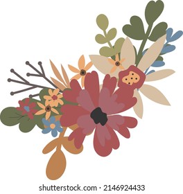 Flowers. Bouquet of flowers. Flat illustration. Set of vector flowers.