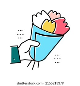 flowers bouquet gift color icon vector. flowers bouquet gift sign. isolated symbol illustration