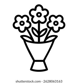 Ícone de buquê de flores no vetor de fundo branco
Ícone de vetor