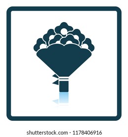 Flowers bouquet icon with tied bow. Shadow reflection design. Vector illustration.