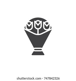 Flowers bouquet icon vector, filled flat sign, solid pictogram isolated on white. Symbol, logo illustration.