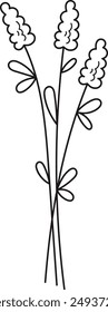 Flowers Bouquet Outline Vector Illustration