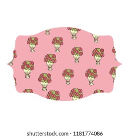 Flowers bouquet pattern label frame