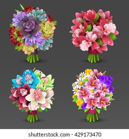 Flowers bouquet set