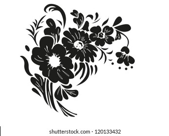 Flowers. Bouquet silhouette isolated on white background. Vector illustration.