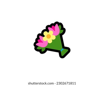 Flowers bouquet vector icon on a white background. Flowers bouquet emoji illustration. Isolated bouquet of flowers vector emoticon