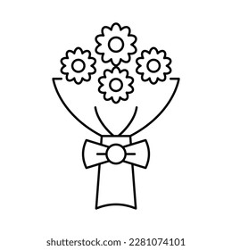 Flowers bouquet wrapping icon design. Bouquet of flowers vector icon. isolated on white background