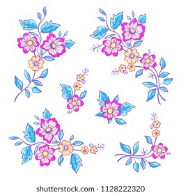 Flowers bouquets set.