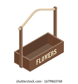 Icono vectorial del cuadro Flores. Icono vectorial isométrico aislado en la caja de flores de fondo blanco .
