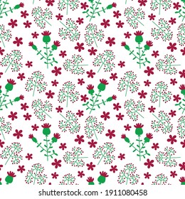 flowers branch berry vector seamless pattern