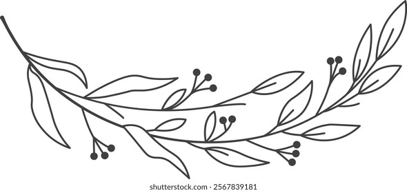 Flowers Branch Outline Vector Illustration