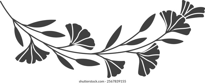 Flowers Branch Silhouette Vector Illustration