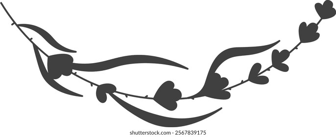 Flowers Branch Silhouette Vector Illustration