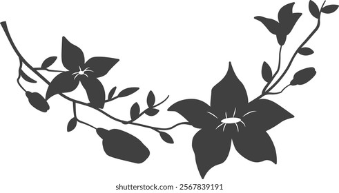 Flowers Branch Silhouette Vector Illustration