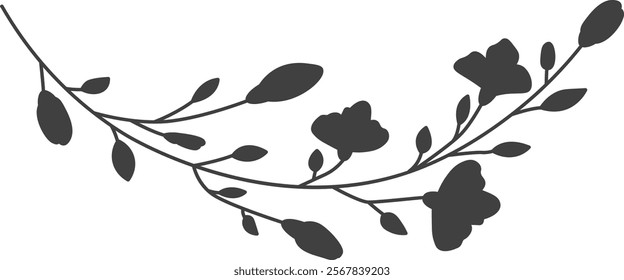 Flowers Branch Silhouette Vector Illustration