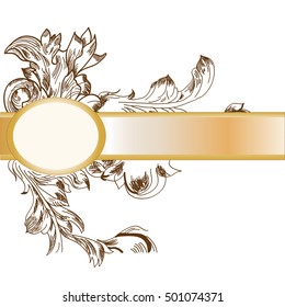 flowers and branches in engraving style