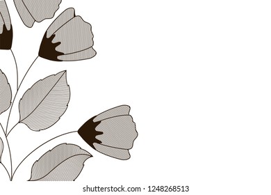 flowers with branches and leaves icon