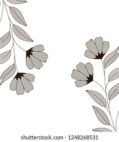 flowers with branches and leaves icon