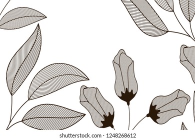 flowers with branches and leaves icon