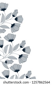 flowers with branches and leaves icon