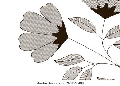 flowers with branches and leaves isolated icon