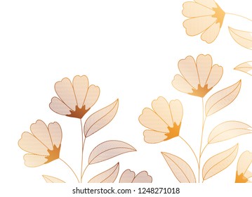 flowers with branches and leaves isolated icon