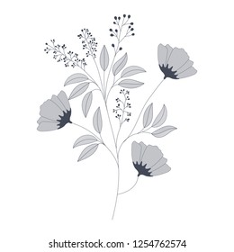 flowers with branches and leaves isolated icon
