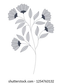 flowers with branches and leaves isolated icon