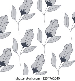 flowers with branches and leaves pattern