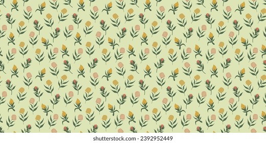 Flowers and branches of leaves. seamless pattern for print, textile, fabric. Hand drawn fashion illustration in soft colors