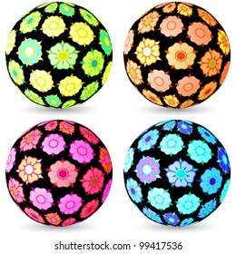 flowers and bubbles against white background, abstract vector art illustration; image contains transparency